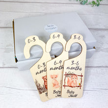 Load image into Gallery viewer, Personalised Wooden Baby Clothes Wardrobe Dividers, Pink Baby Elephant Theme
